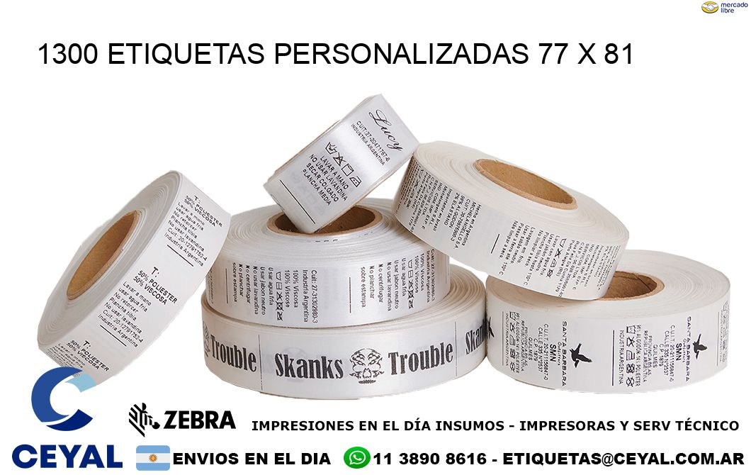 1300 ETIQUETAS PERSONALIZADAS 77 x 81