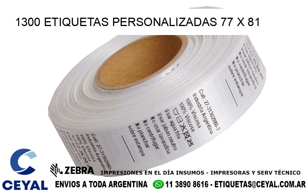 1300 ETIQUETAS PERSONALIZADAS 77 x 81