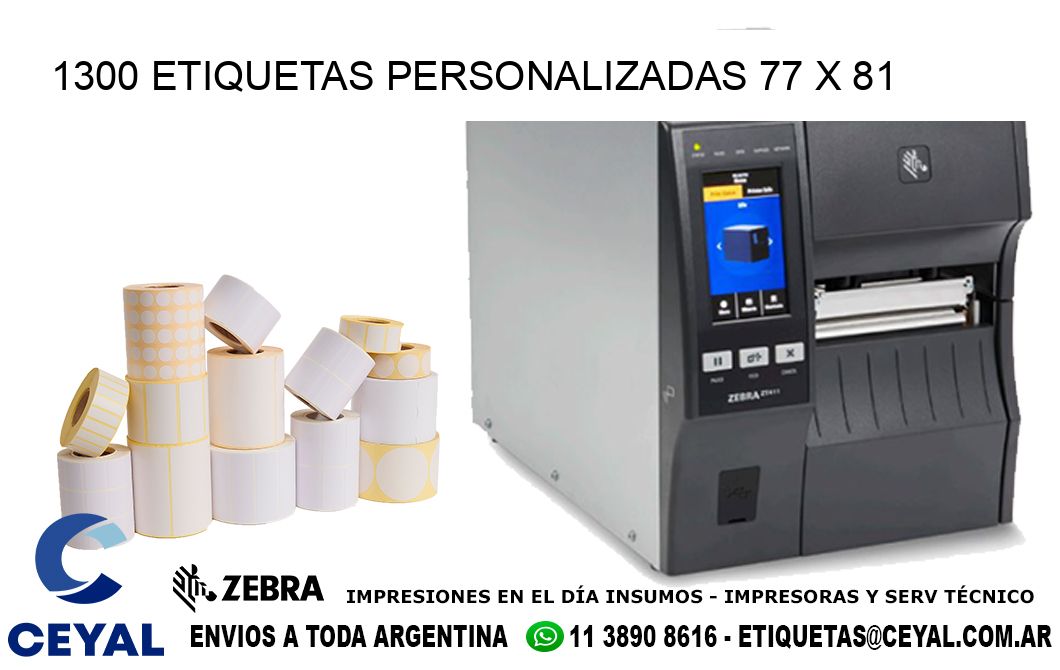 1300 ETIQUETAS PERSONALIZADAS 77 x 81