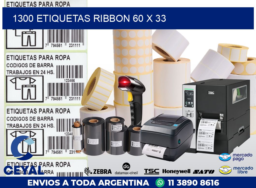 1300 ETIQUETAS RIBBON 60 x 33