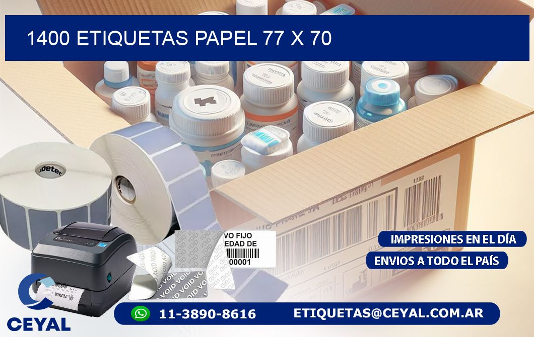 1400 ETIQUETAS PAPEL 77 x 70