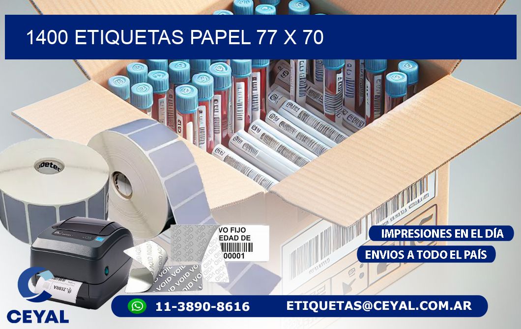 1400 ETIQUETAS PAPEL 77 x 70