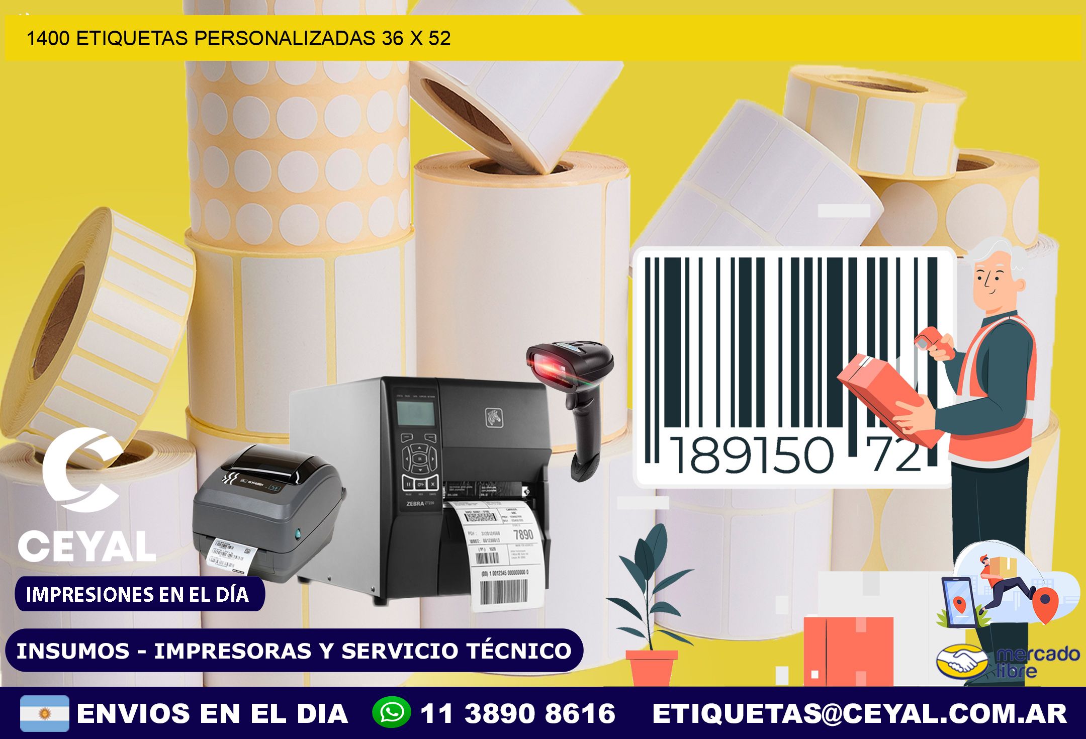 1400 ETIQUETAS PERSONALIZADAS 36 x 52