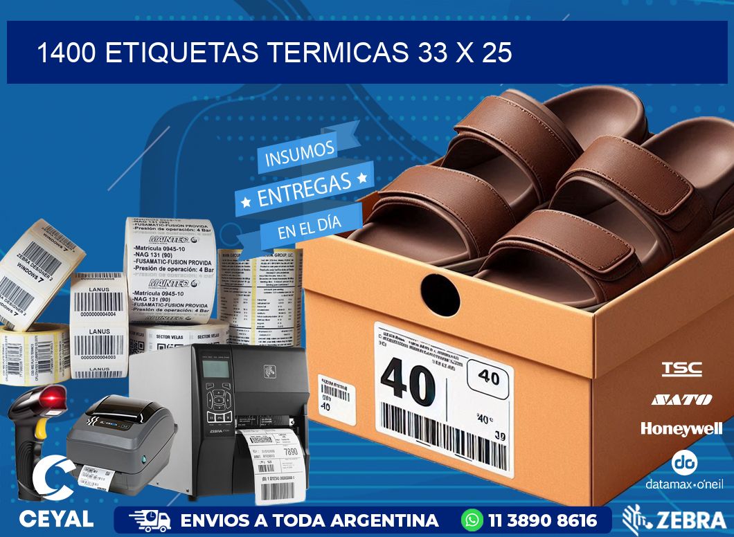 1400 ETIQUETAS TERMICAS 33 x 25