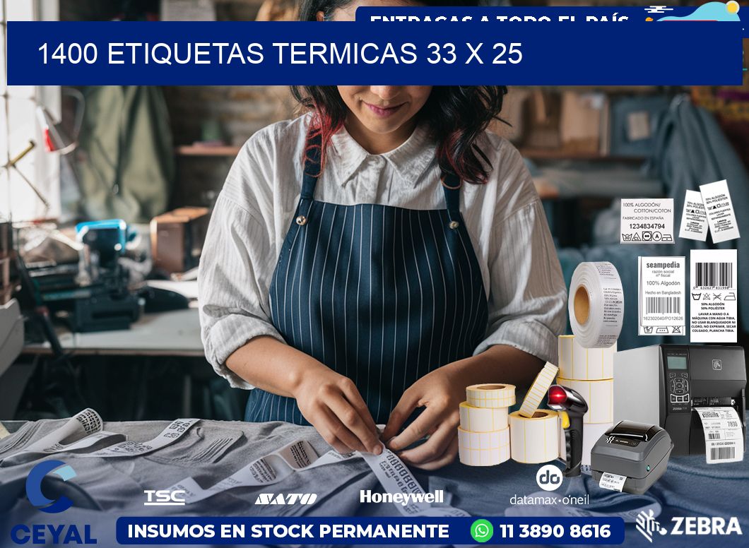 1400 ETIQUETAS TERMICAS 33 x 25