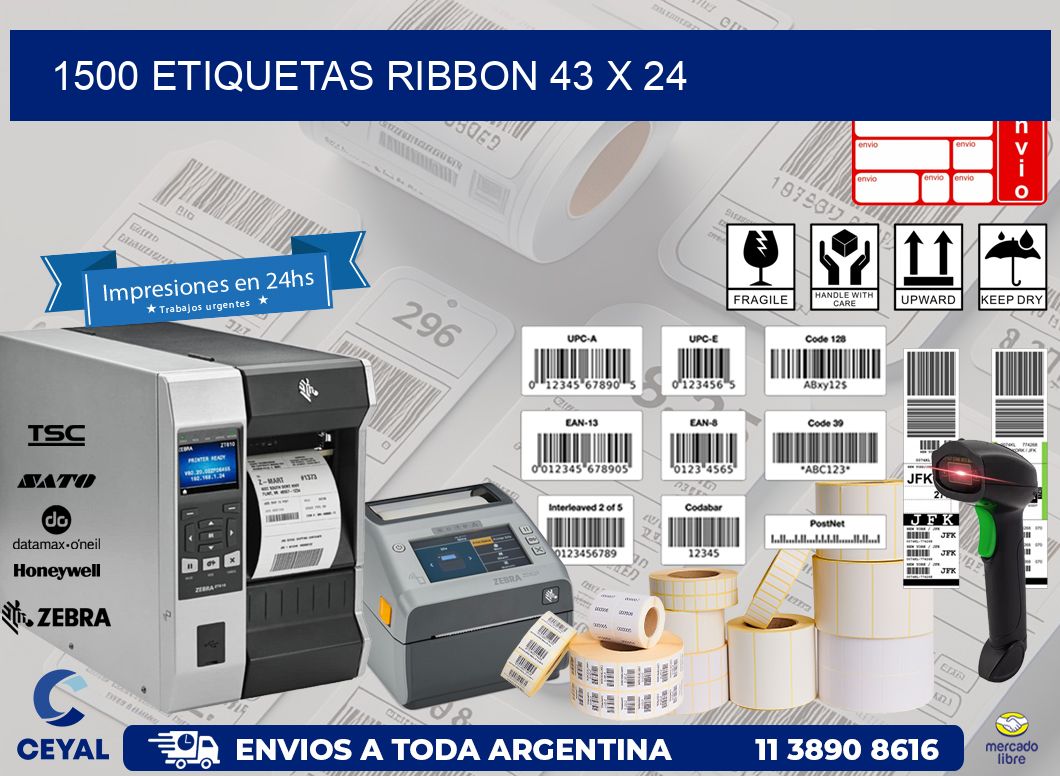 1500 ETIQUETAS RIBBON 43 x 24