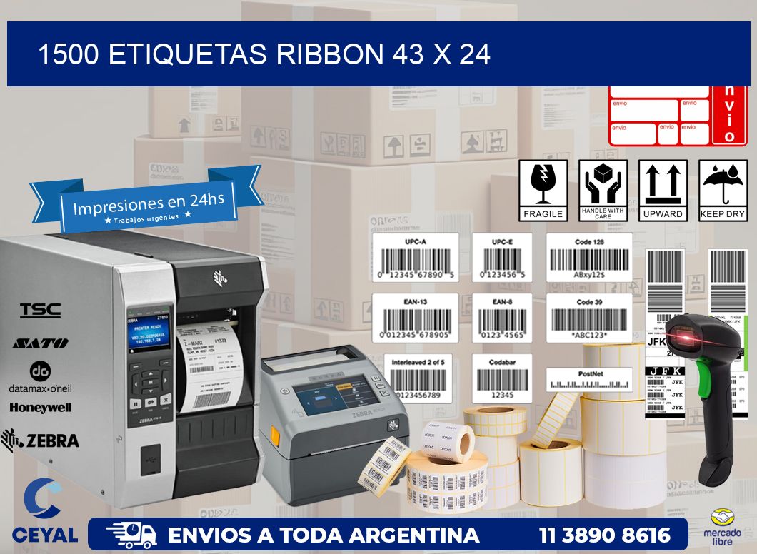 1500 ETIQUETAS RIBBON 43 x 24