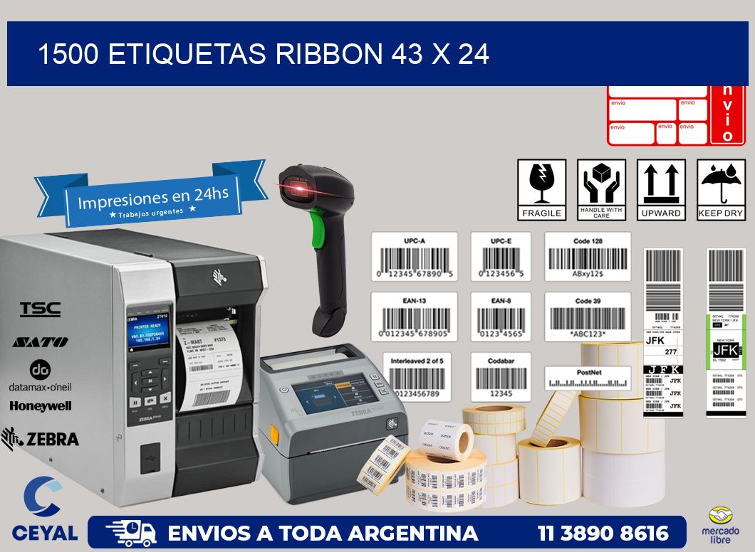 1500 ETIQUETAS RIBBON 43 x 24