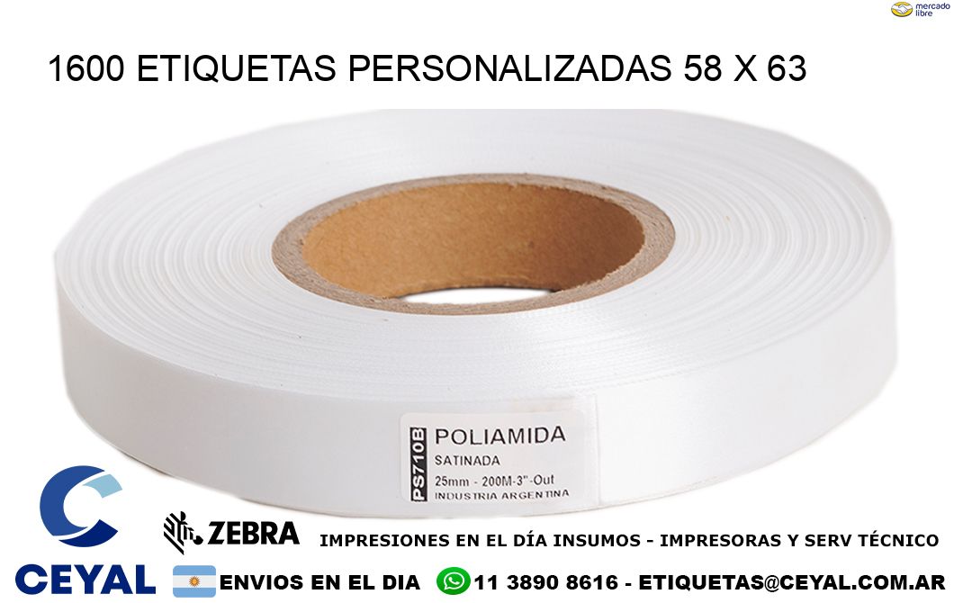 1600 ETIQUETAS PERSONALIZADAS 58 x 63