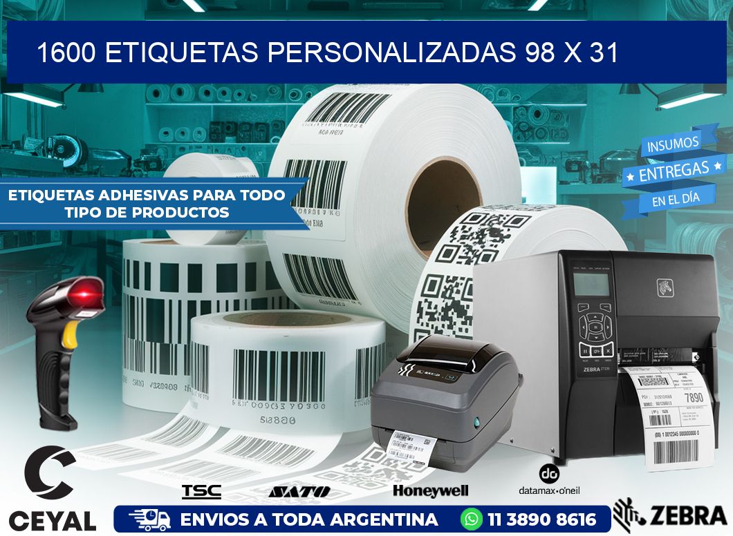 1600 ETIQUETAS PERSONALIZADAS 98 x 31