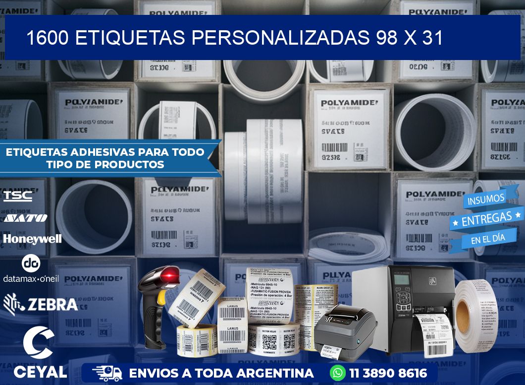 1600 ETIQUETAS PERSONALIZADAS 98 x 31