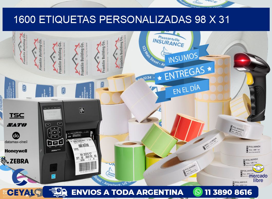 1600 ETIQUETAS PERSONALIZADAS 98 x 31