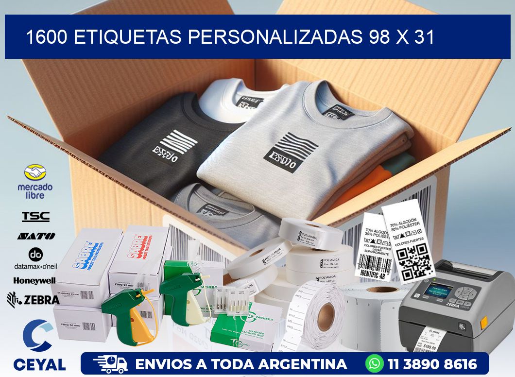 1600 ETIQUETAS PERSONALIZADAS 98 x 31