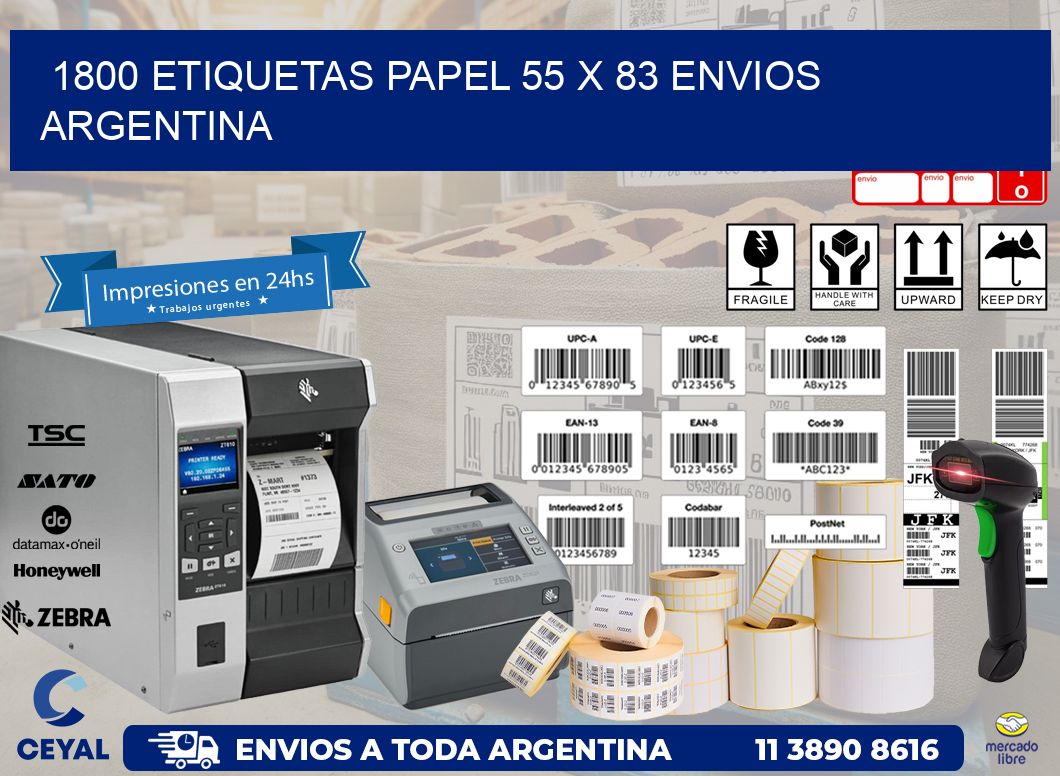 1800 ETIQUETAS PAPEL 55 x 83 ENVIOS ARGENTINA