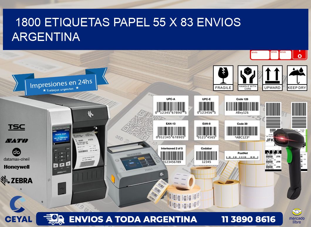 1800 ETIQUETAS PAPEL 55 x 83 ENVIOS ARGENTINA