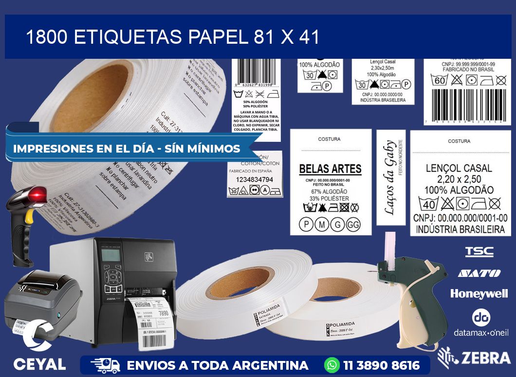 1800 ETIQUETAS PAPEL 81 x 41