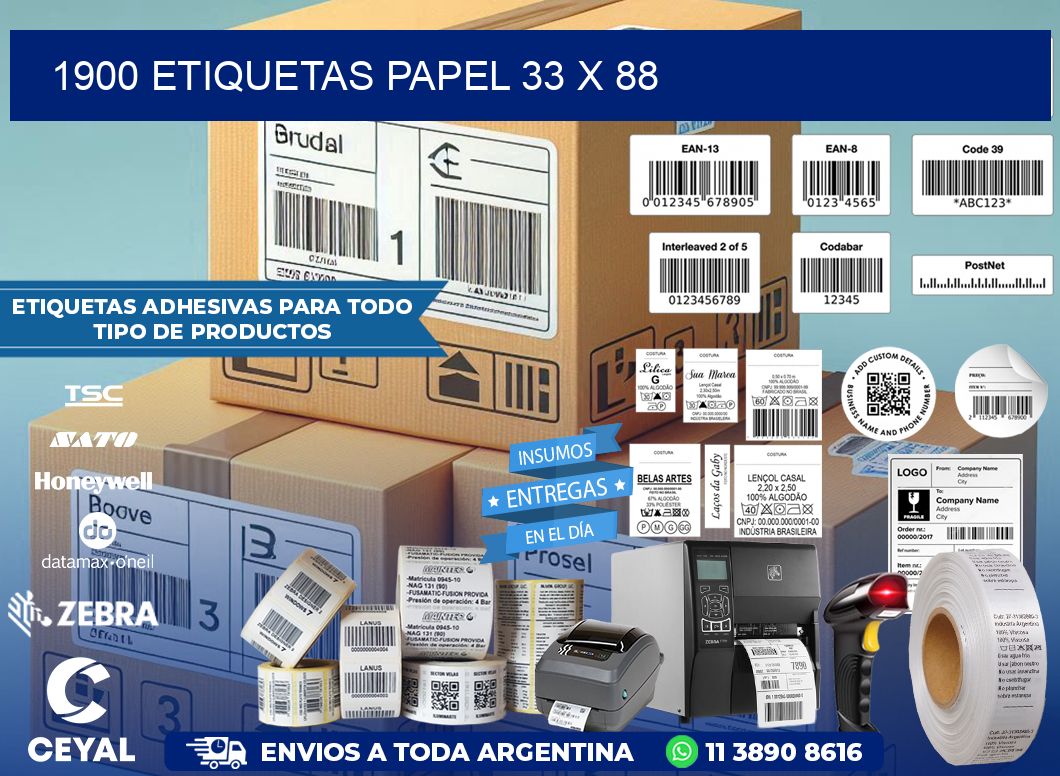 1900 ETIQUETAS PAPEL 33 x 88