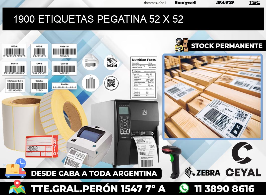 1900 ETIQUETAS PEGATINA 52 x 52