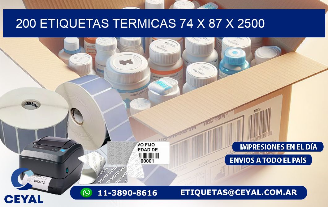 200 ETIQUETAS TERMICAS 74 x 87 x 2500