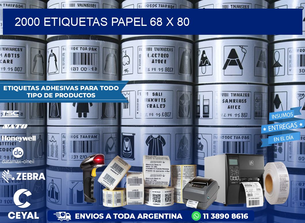 2000 ETIQUETAS PAPEL 68 x 80