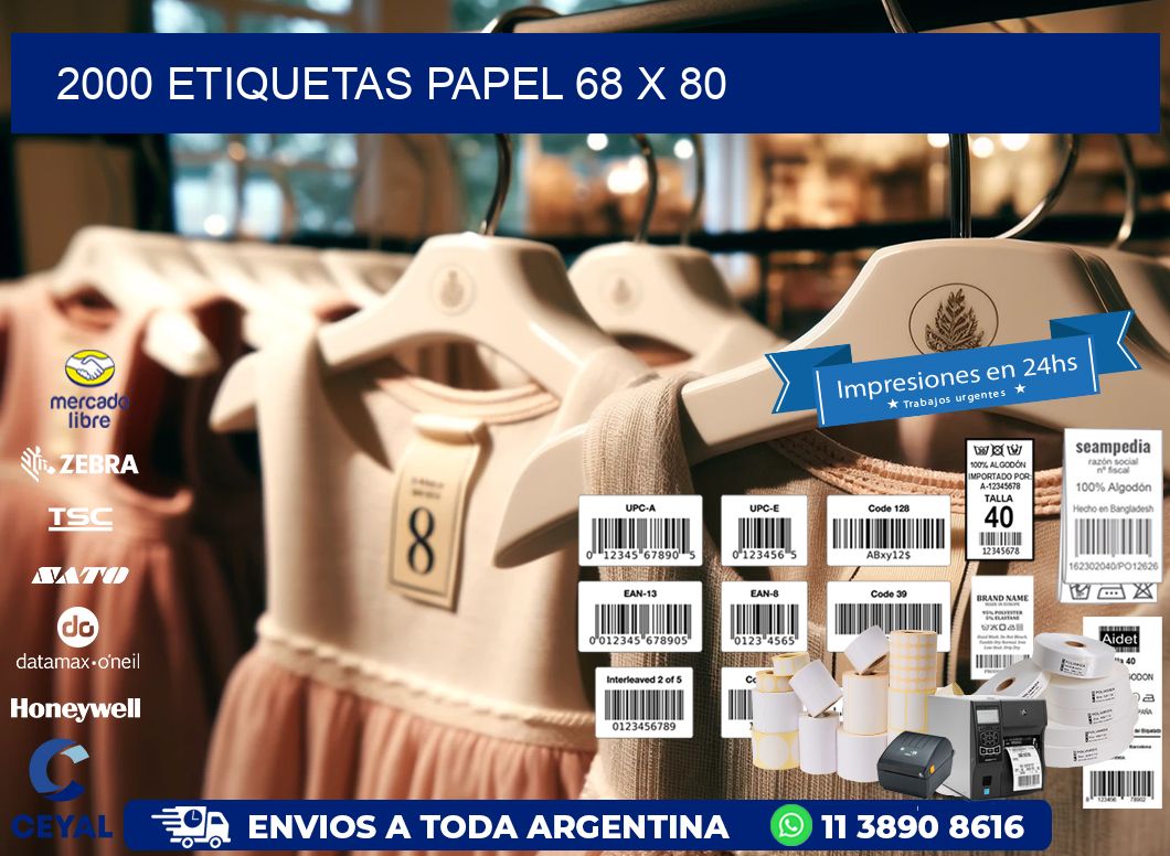 2000 ETIQUETAS PAPEL 68 x 80