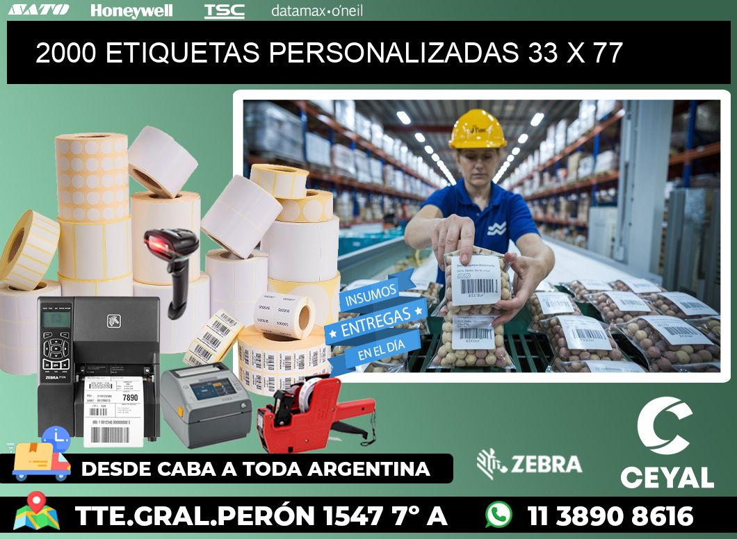 2000 ETIQUETAS PERSONALIZADAS 33 x 77