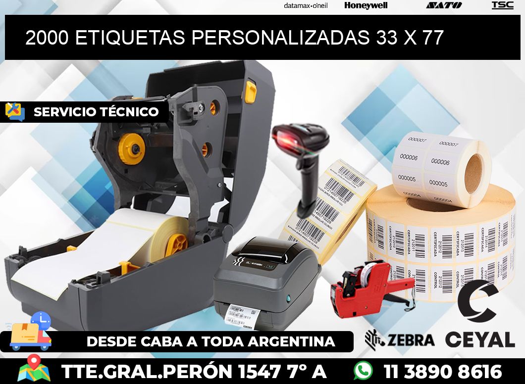 2000 ETIQUETAS PERSONALIZADAS 33 x 77