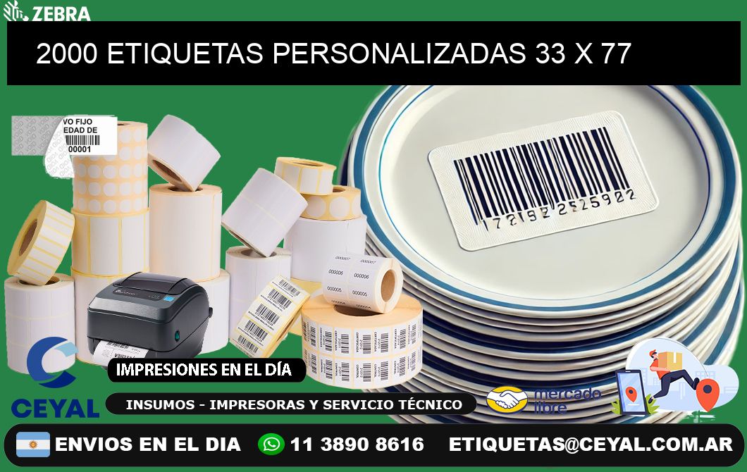 2000 ETIQUETAS PERSONALIZADAS 33 x 77
