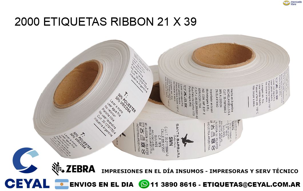 2000 ETIQUETAS RIBBON 21 x 39