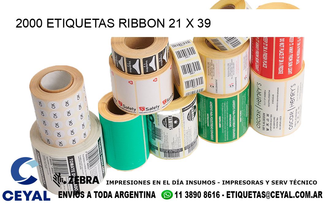 2000 ETIQUETAS RIBBON 21 x 39