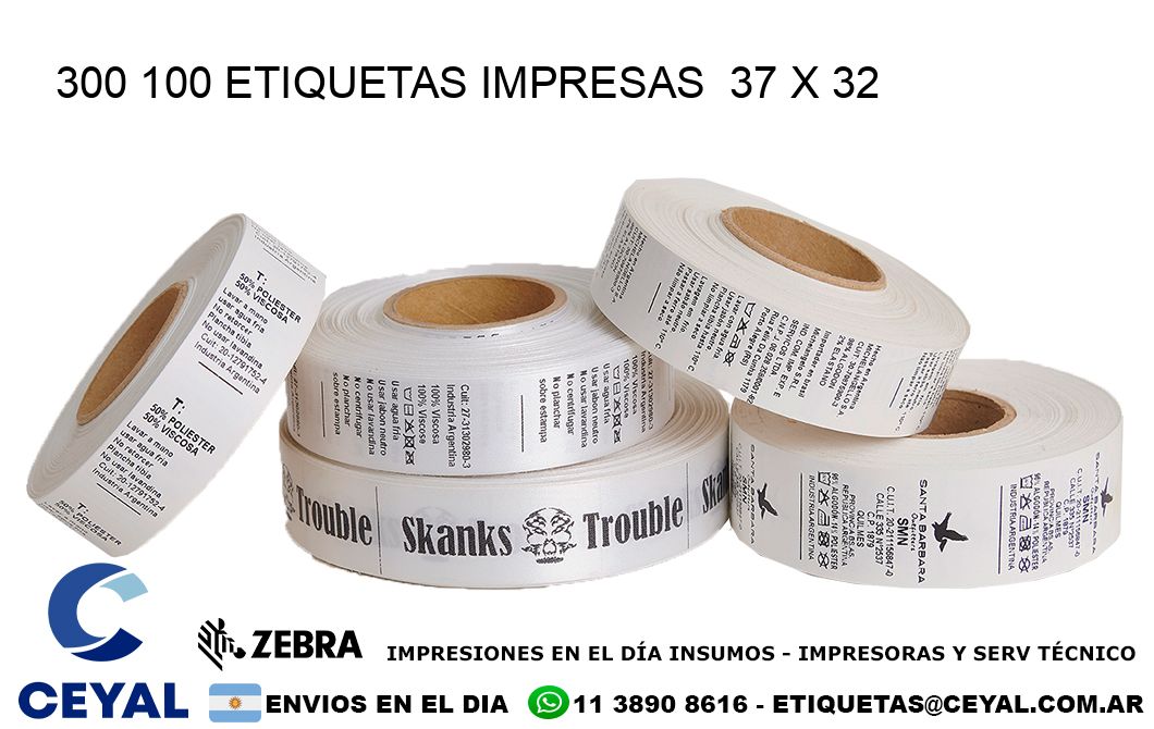 300 100 ETIQUETAS IMPRESAS  37 x 32