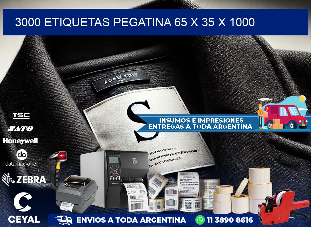 3000 ETIQUETAS PEGATINA 65 x 35 x 1000