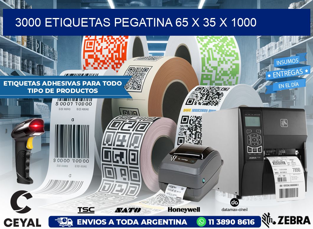 3000 ETIQUETAS PEGATINA 65 x 35 x 1000