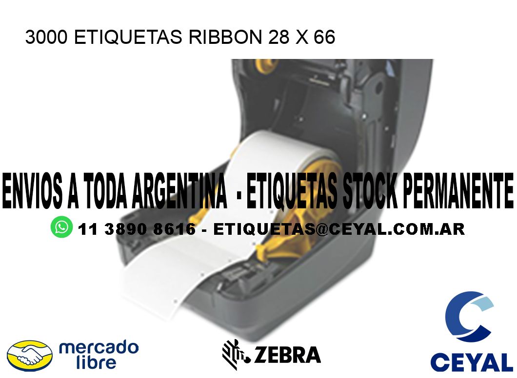 3000 ETIQUETAS RIBBON 28 x 66