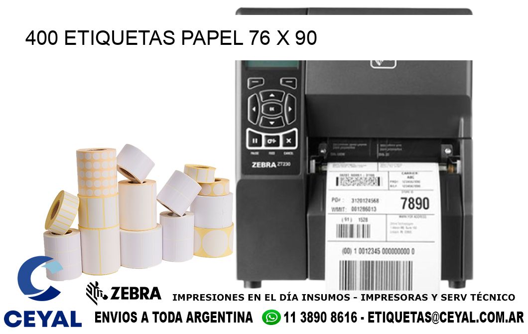 400 ETIQUETAS PAPEL 76 x 90