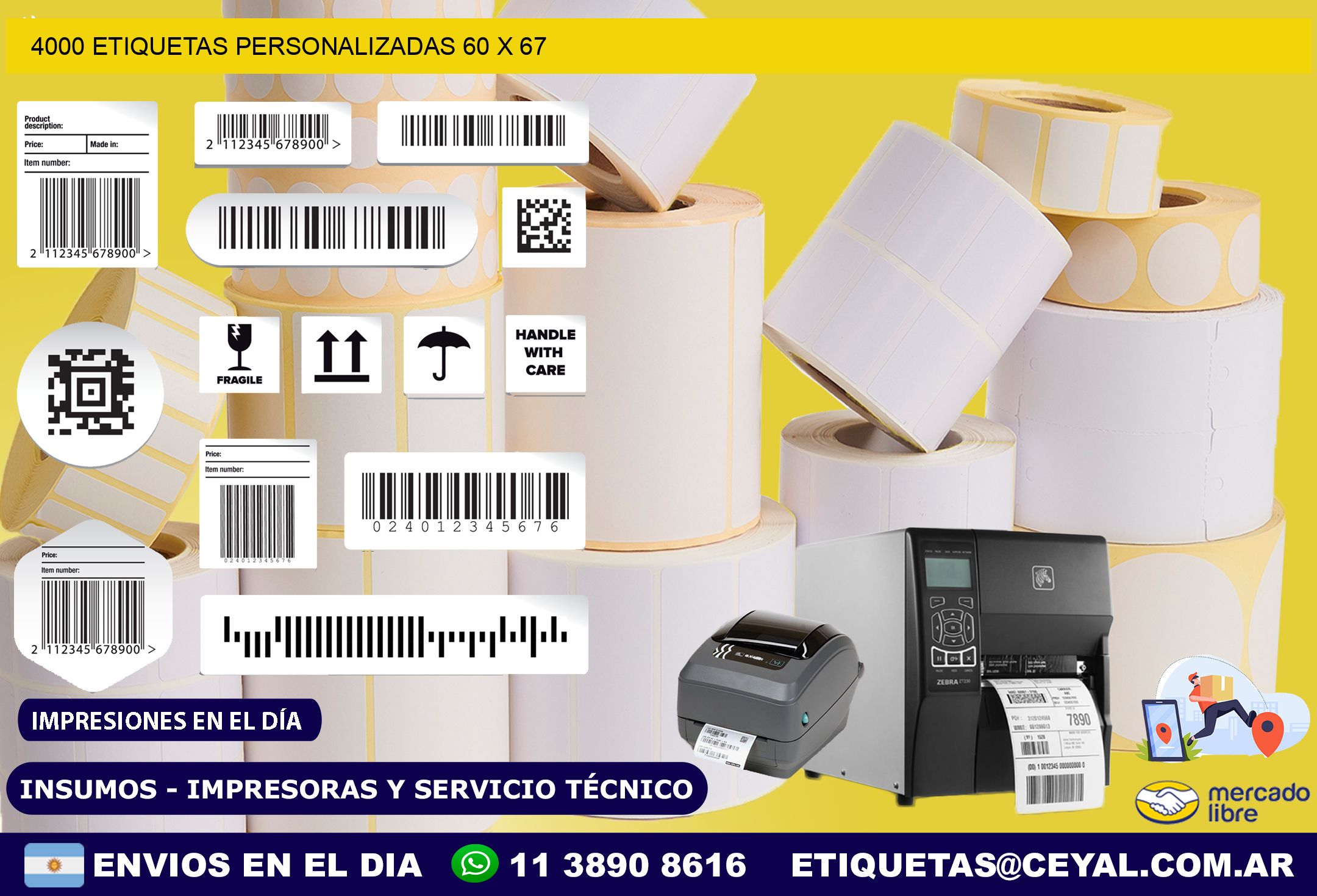 4000 ETIQUETAS PERSONALIZADAS 60 x 67