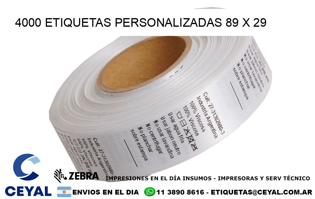 4000 ETIQUETAS PERSONALIZADAS 89 x 29