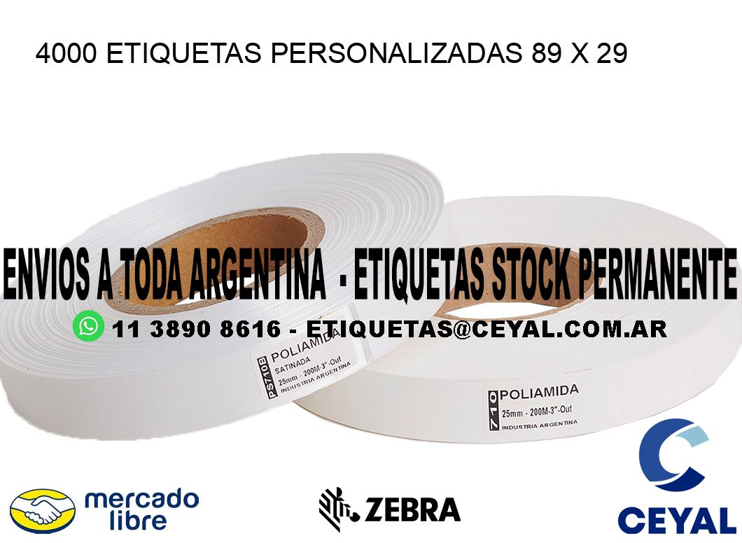 4000 ETIQUETAS PERSONALIZADAS 89 x 29