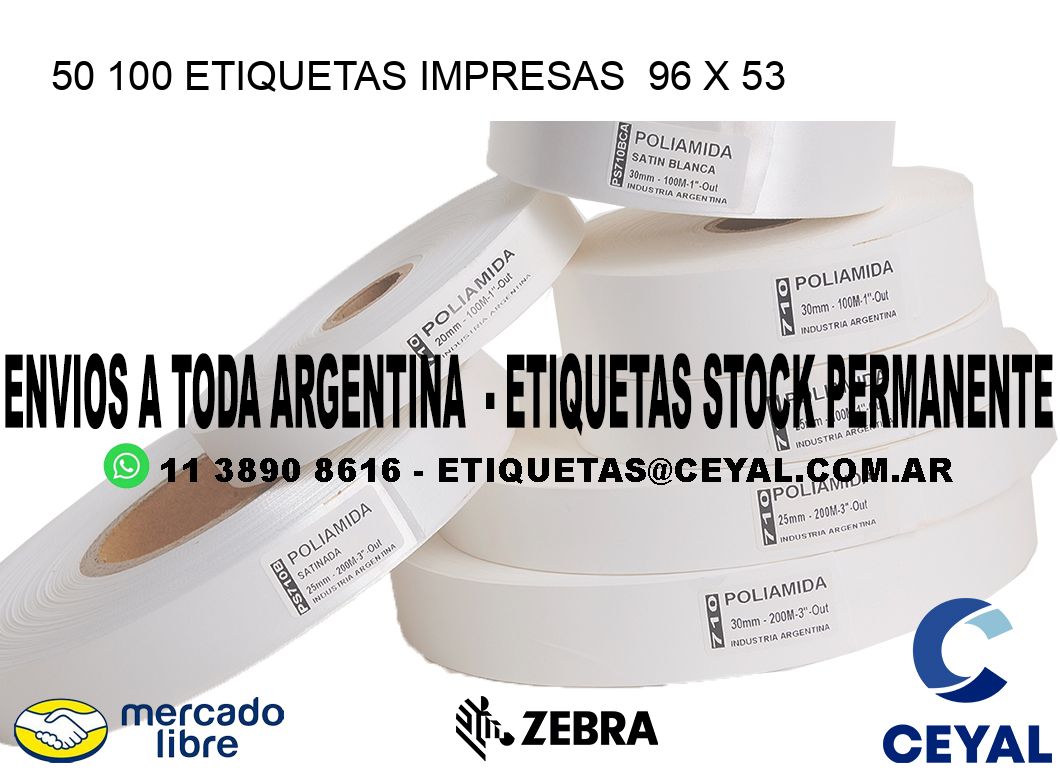 50 100 ETIQUETAS IMPRESAS  96 x 53