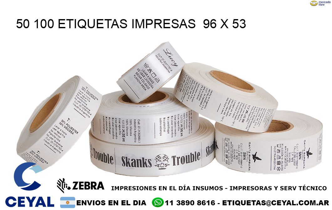 50 100 ETIQUETAS IMPRESAS  96 x 53