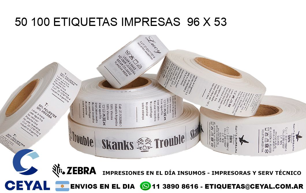 50 100 ETIQUETAS IMPRESAS  96 x 53