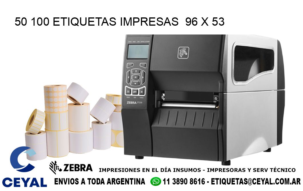 50 100 ETIQUETAS IMPRESAS  96 x 53