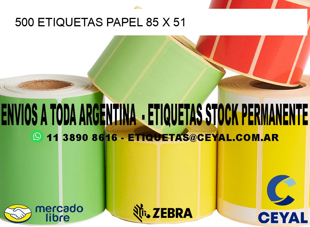 500 ETIQUETAS PAPEL 85 x 51