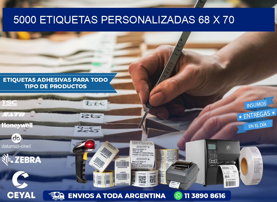 5000 ETIQUETAS PERSONALIZADAS 68 x 70