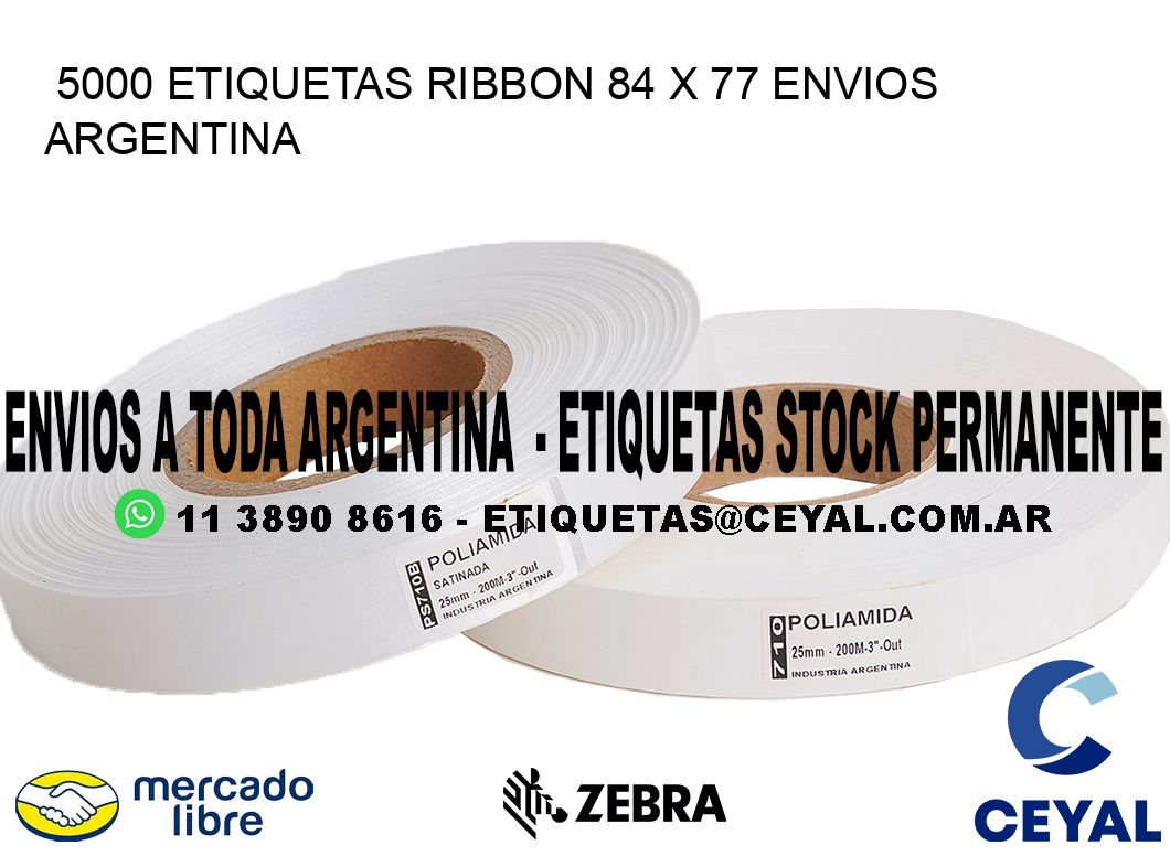 5000 ETIQUETAS RIBBON 84 x 77 ENVIOS ARGENTINA