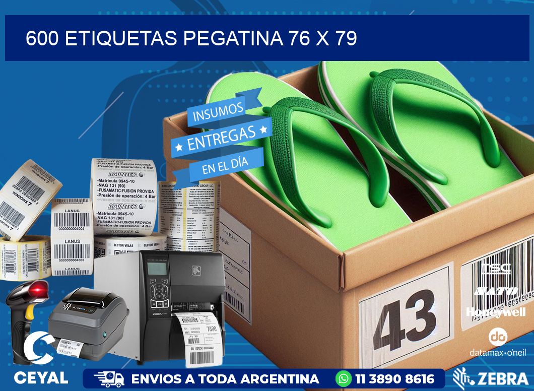 600 ETIQUETAS PEGATINA 76 x 79