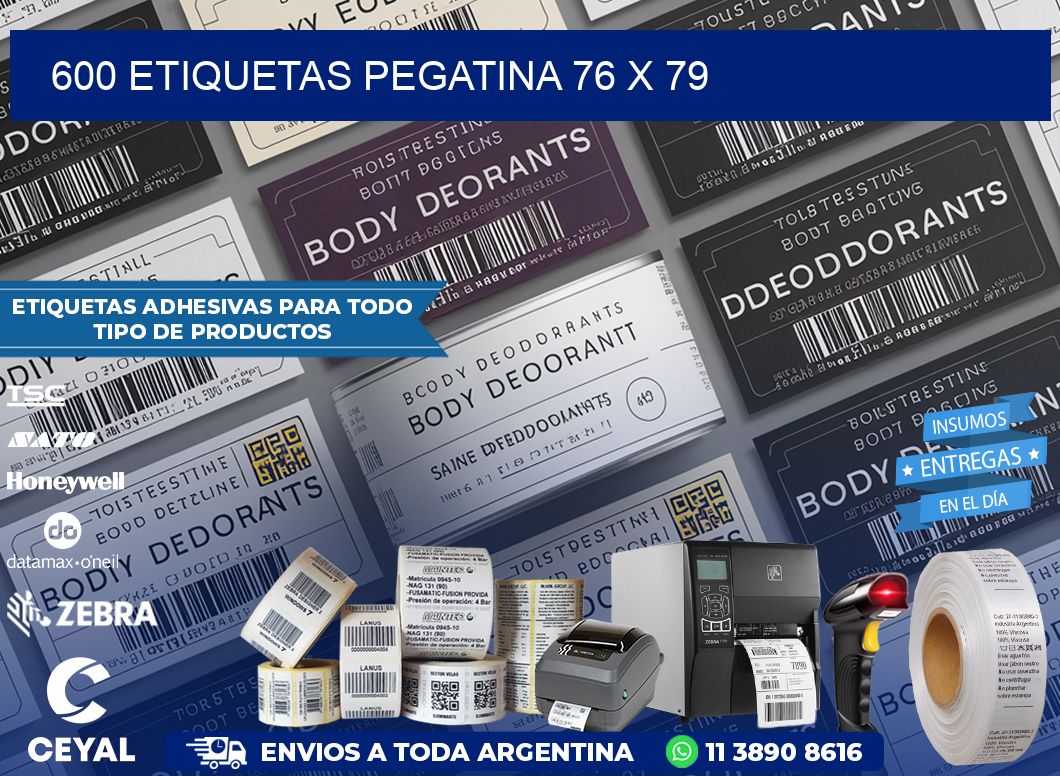 600 ETIQUETAS PEGATINA 76 x 79