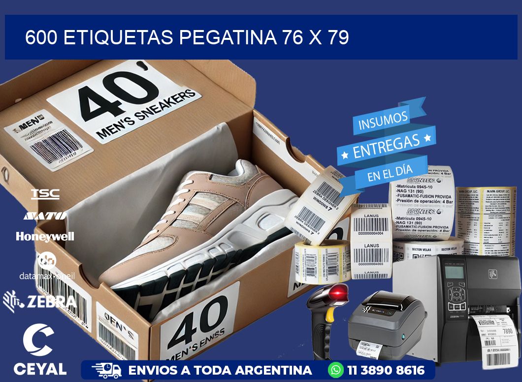 600 ETIQUETAS PEGATINA 76 x 79