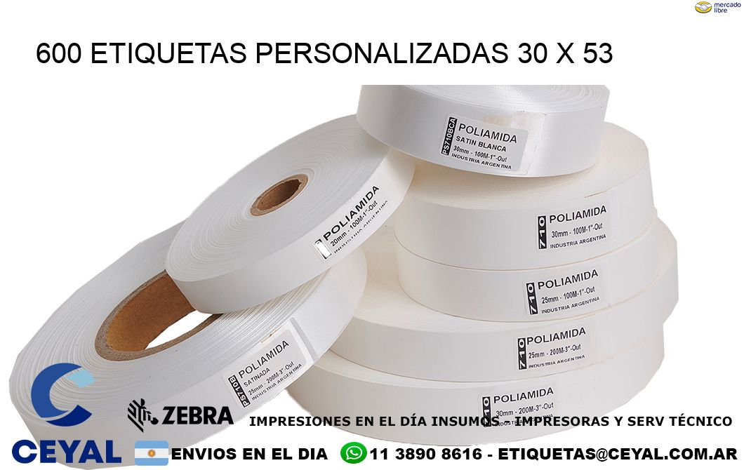 600 ETIQUETAS PERSONALIZADAS 30 x 53