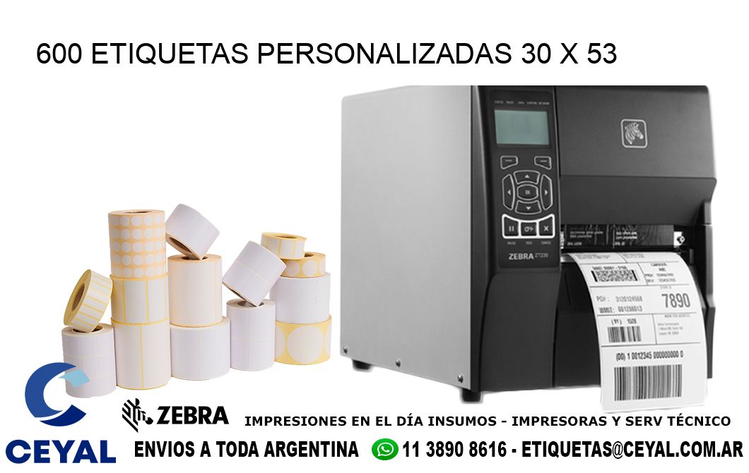600 ETIQUETAS PERSONALIZADAS 30 x 53